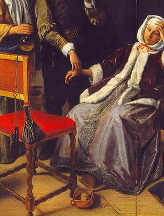 Detail from "The Doctor's Visit" by Jan Steen 1661